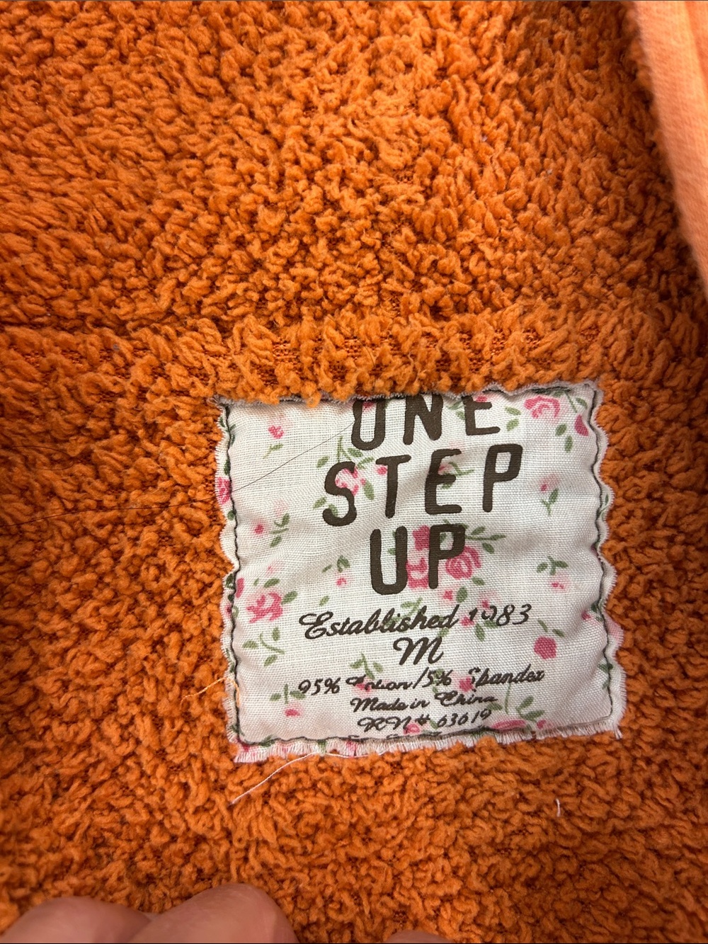Stylish Cropped Orange Zip-Up Hoodie with Sherpa Lined Hood image 3